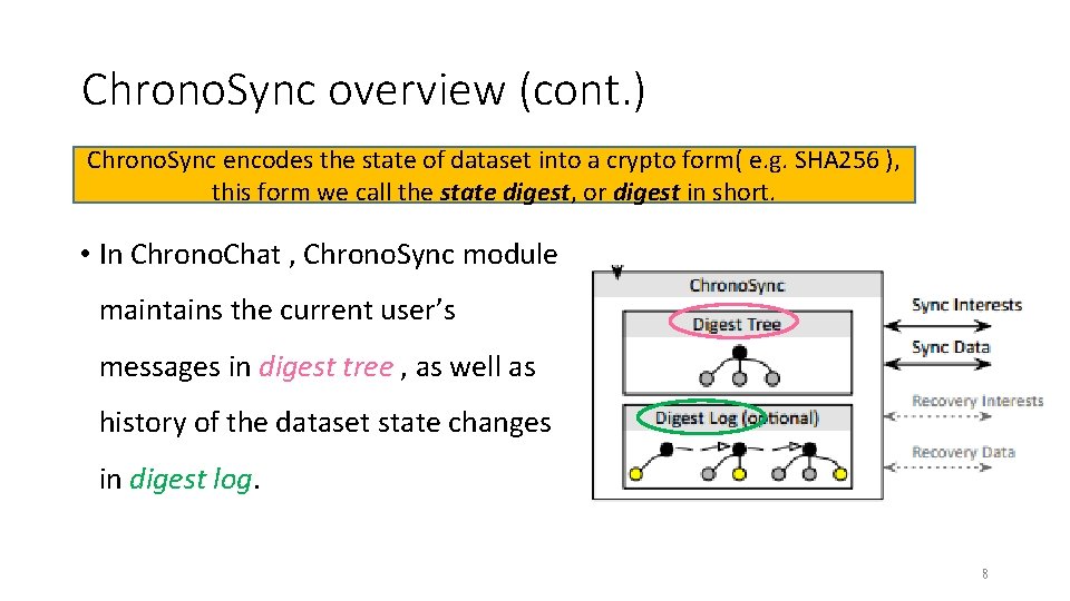 Chrono. Sync overview (cont. ) Chrono. Sync encodes the state of dataset into a