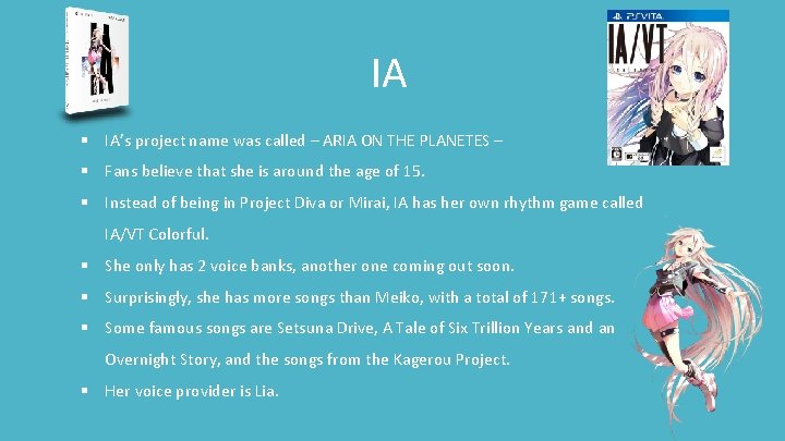 IA § IA’s project name was called – ARIA ON THE PLANETES – §