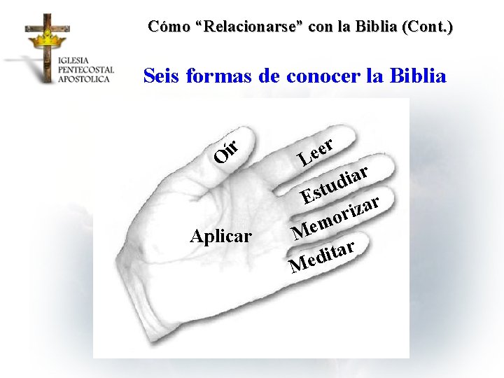 Cómo “Relacionarse” con la Biblia (Cont. ) O ír Seis formas de conocer la