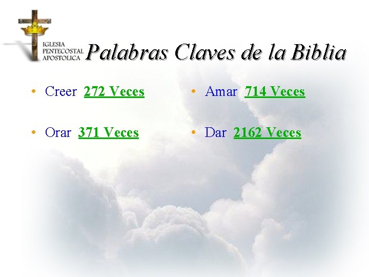 Palabras Claves de la Biblia • Creer 272 Veces • Amar 714 Veces •