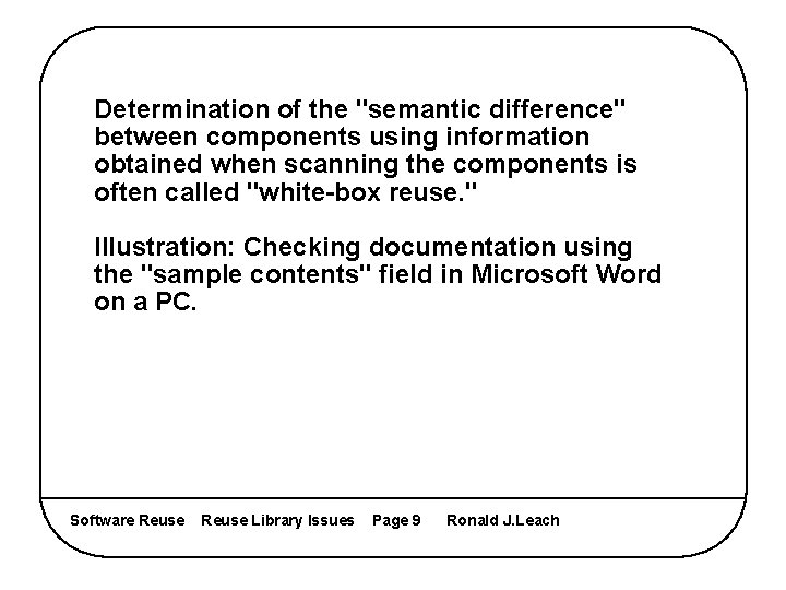 Determination of the "semantic difference" between components using information obtained when scanning the components