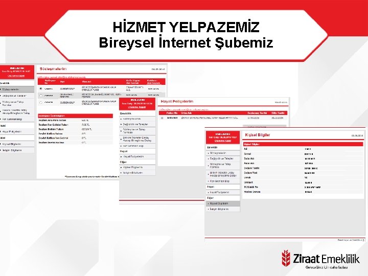 HİZMET YELPAZEMİZ Bireysel İnternet Şubemiz EMEL GÜVEN İŞ VEREN 32886955 25645854 25658796 ü EMEL