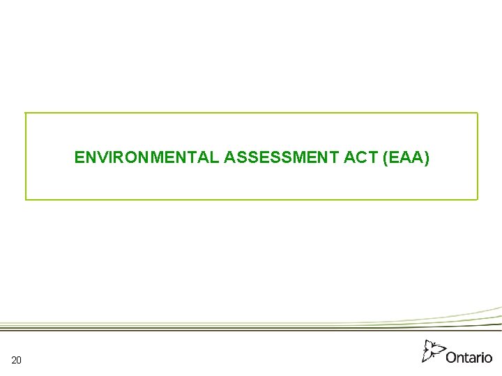ENVIRONMENTAL ASSESSMENT ACT (EAA) 20 