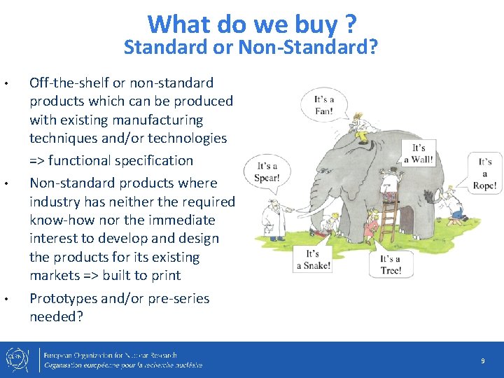 What do we buy ? Standard or Non-Standard? • • • Off-the-shelf or non-standard