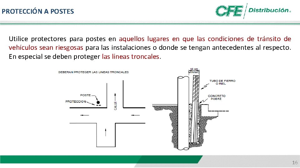 PROTECCIÓN A POSTES Utilice protectores para postes en aquellos lugares en que las condiciones