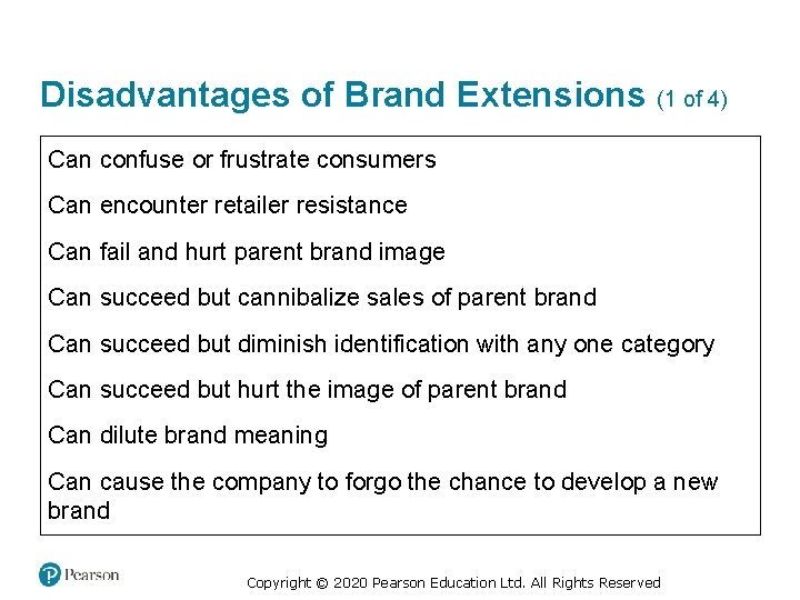 Disadvantages of Brand Extensions (1 of 4) Can confuse or frustrate consumers Can encounter