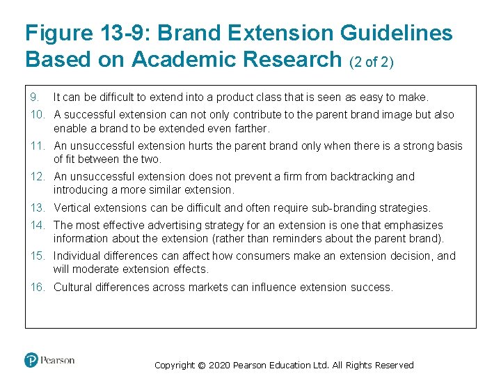Figure 13 -9: Brand Extension Guidelines Based on Academic Research (2 of 2) 9.