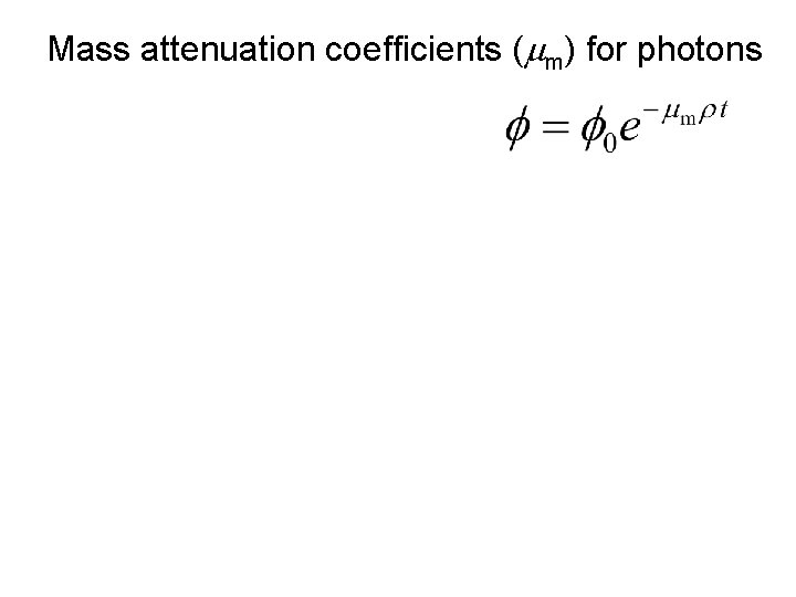 Mass attenuation coefficients (mm) for photons 