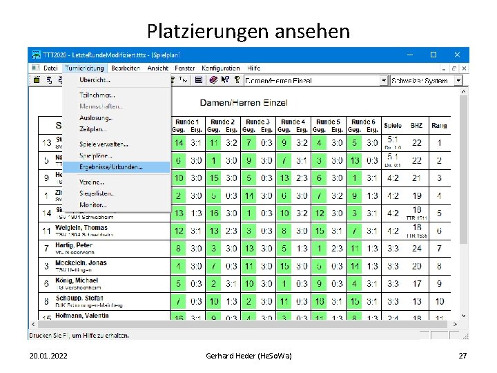 Platzierungen ansehen 20. 01. 2022 Gerhard Heder (He. So. Wa) 27 