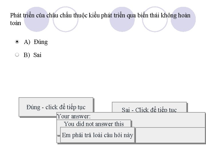 Phát triển của châu chấu thuộc kiểu phát triển qua biến thái không hoàn