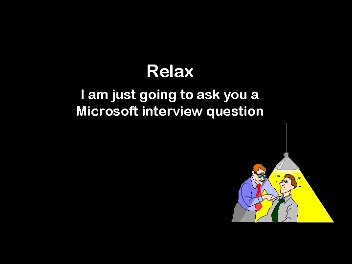 Relax I am just going to ask you a Microsoft interview question 