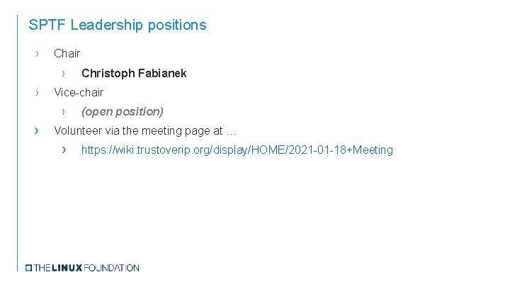SPTF Leadership positions › Chair › › Vice-chair › › Christoph Fabianek (open position)