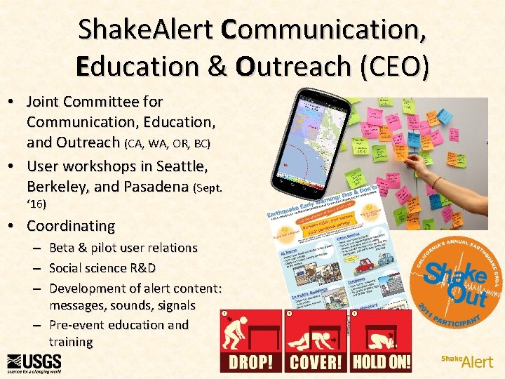 Shake. Alert Communication, Education & Outreach (CEO) • Joint Committee for Communication, Education, and