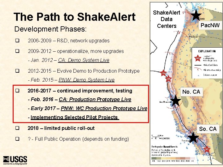 The Path to Shake. Alert Development Phases: q 2006 -2009 – R&D, network upgrades
