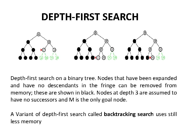 DEPTH-FIRST SEARCH Depth-first search on a binary tree. Nodes that have been expanded and