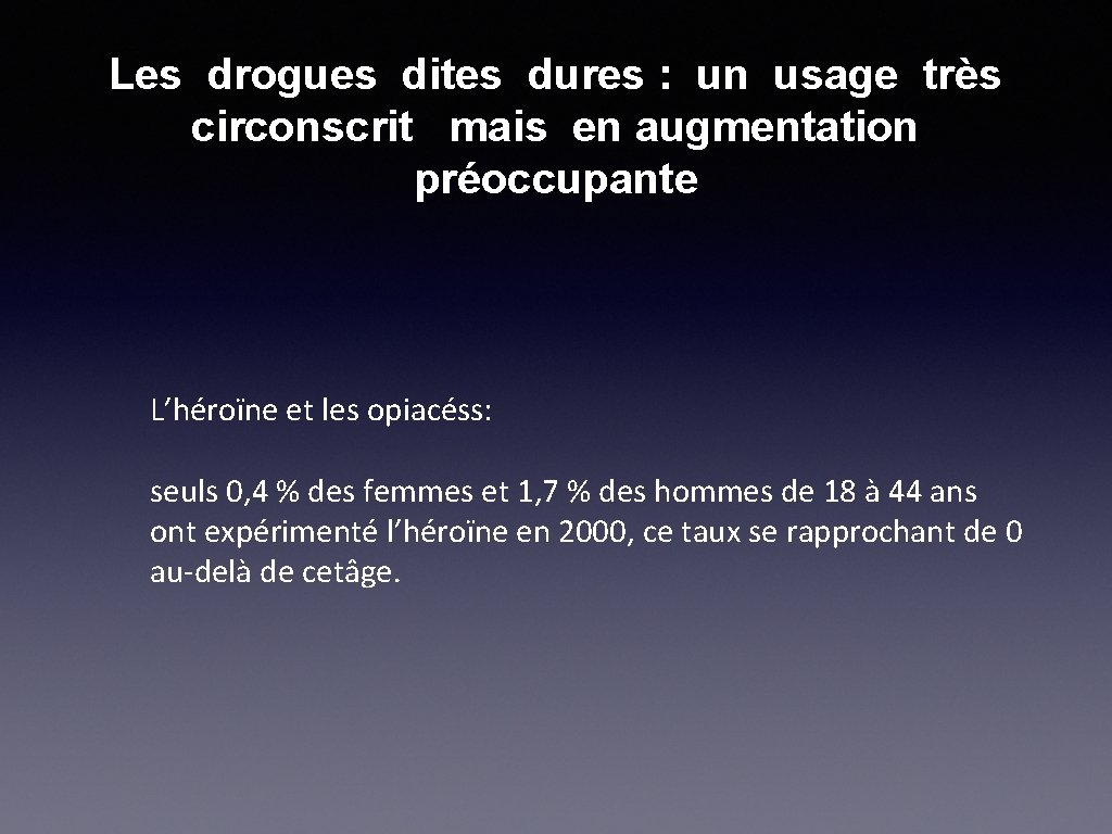 Les drogues dites dures : un usage très circonscrit mais en augmentation préoccupante L’héroïne