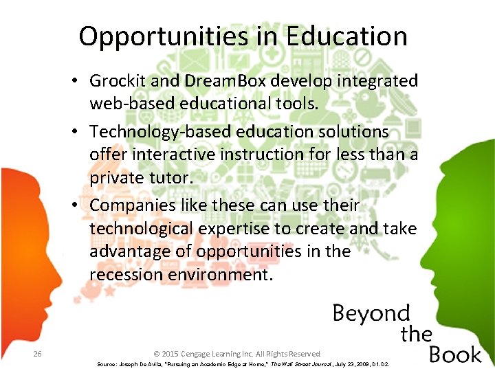 Opportunities in Education • Grockit and Dream. Box develop integrated web-based educational tools. •