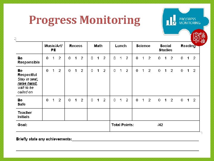 Progress Monitoring Progress Monitoring