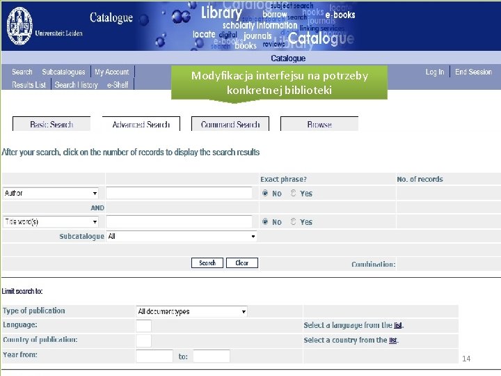 Modyfikacja interfejsu na potrzeby konkretnej biblioteki 14 