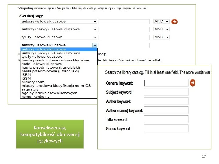 Konsekwencja, kompatybilność obu wersji językowych 17 