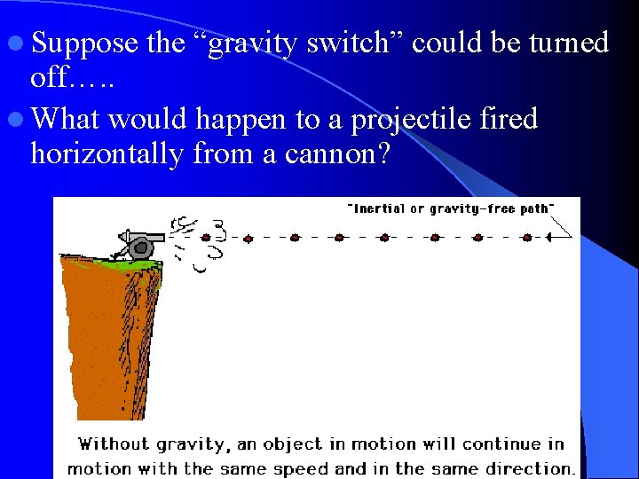 l Suppose the “gravity switch” could be turned off…. . l What would happen