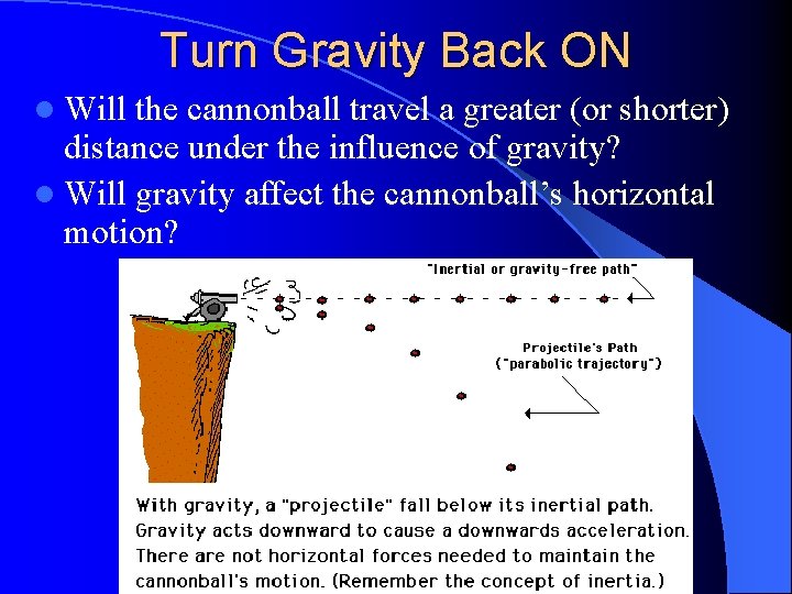 Turn Gravity Back ON l Will the cannonball travel a greater (or shorter) distance