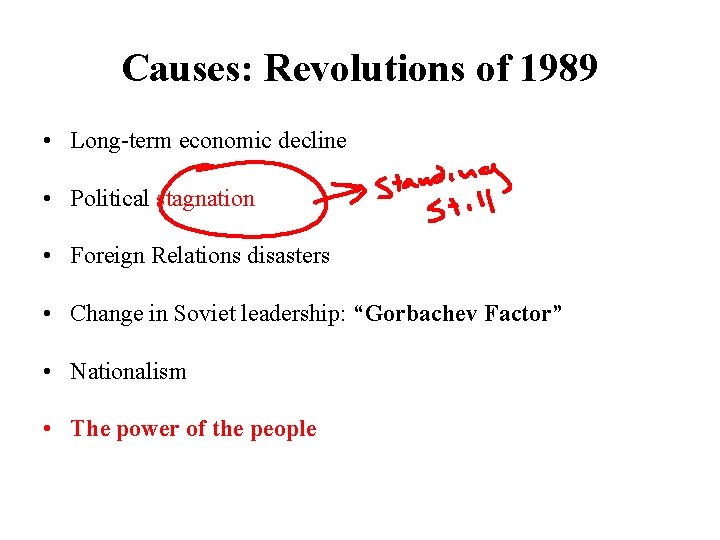 Causes: Revolutions of 1989 • Long-term economic decline • Political stagnation • Foreign Relations