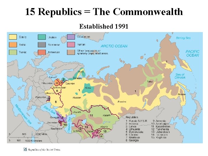 15 Republics = The Commonwealth Established 1991 