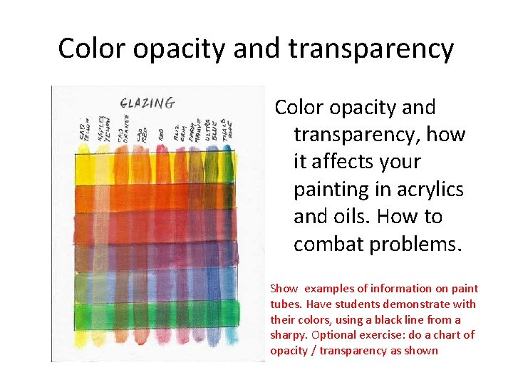 Color opacity and transparency, how it affects your painting in acrylics and oils. How