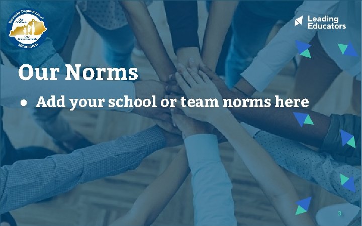 Our Norms ● Add your school or team norms here 3 
