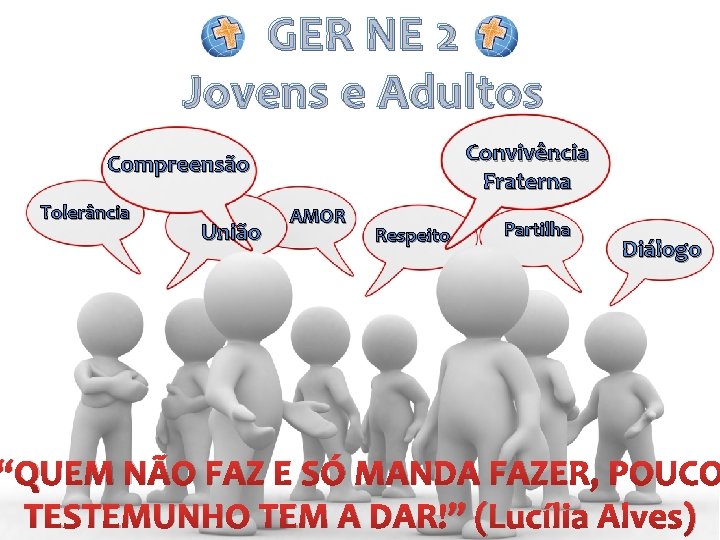 GER NE 2 Jovens e Adultos Convivência Fraterna Compreensão Tolerância União AMOR Respeito Partilha