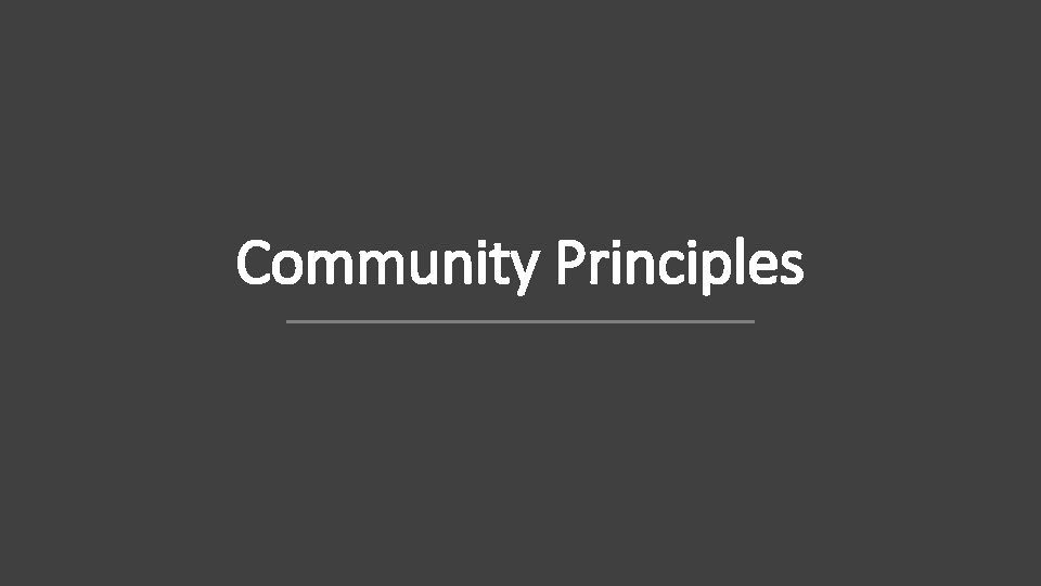 Community Principles 