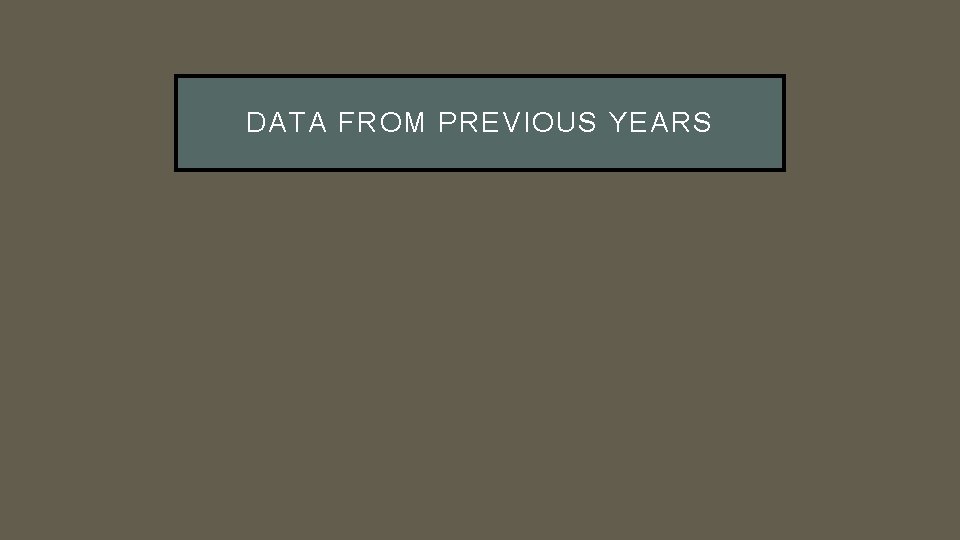 DATA FROM PREVIOUS YEARS 