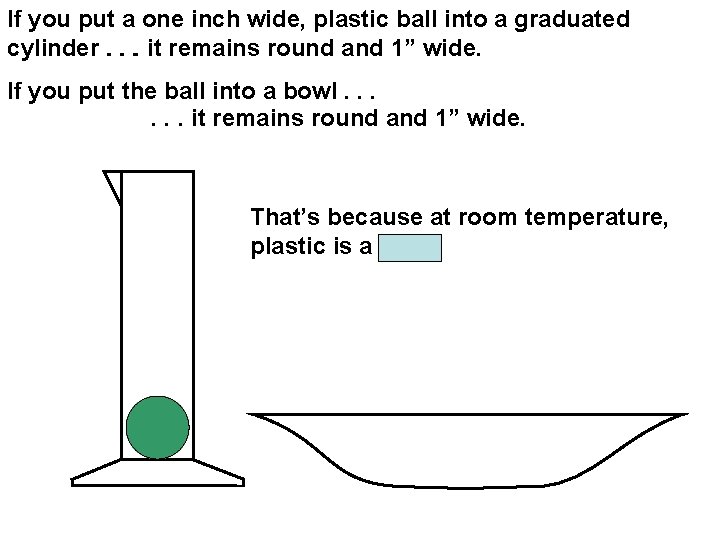 If you put a one inch wide, plastic ball into a graduated cylinder. .