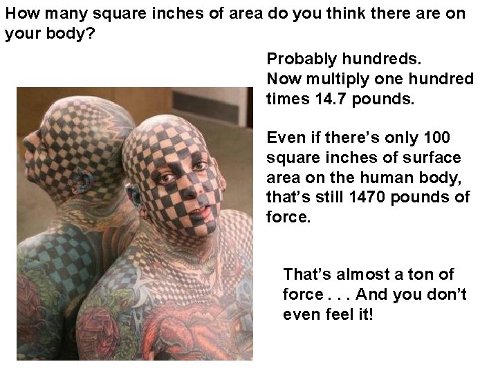 How many square inches of area do you think there are on your body?