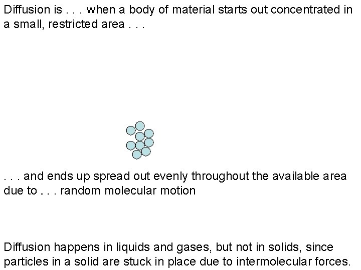 Diffusion is. . . when a body of material starts out concentrated in a