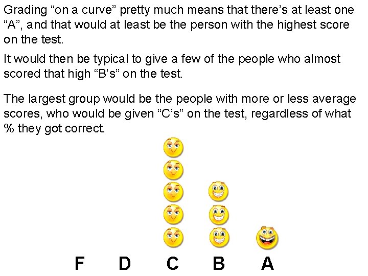 Grading “on a curve” pretty much means that there’s at least one “A”, and