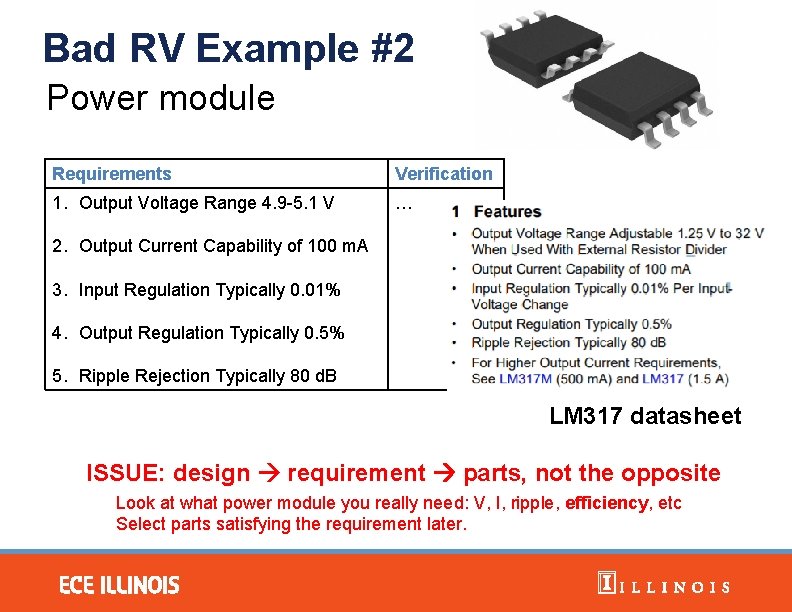 Bad RV Example #2 Power module Requirements Verification 1. Output Voltage Range 4. 9