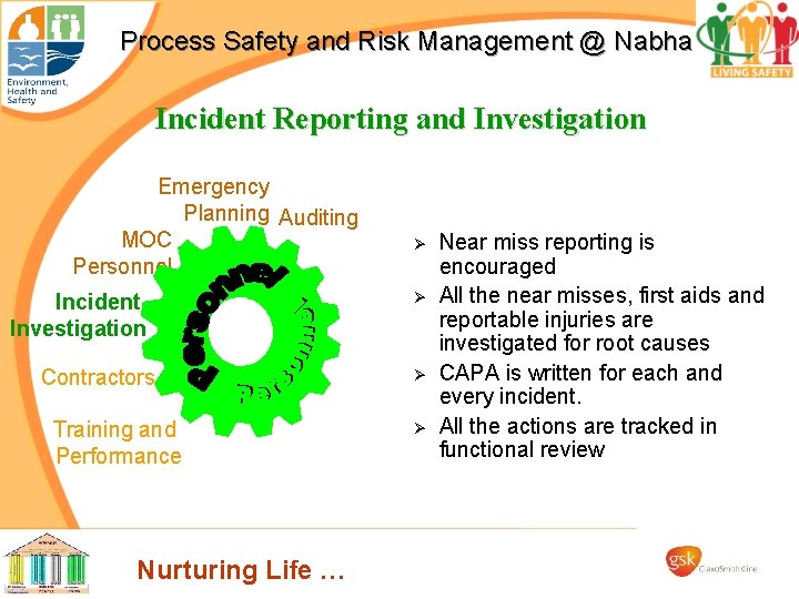 Process Safety and Risk Management @ Nabha Incident Reporting and Investigation Emergency Planning Auditing