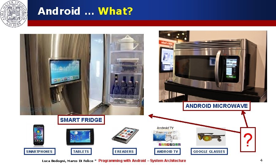 Android … What? ANDROID MICROWAVE SMART FRIDGE SMARTPHONES TABLETS Luca Bedogni, Marco Di Felice