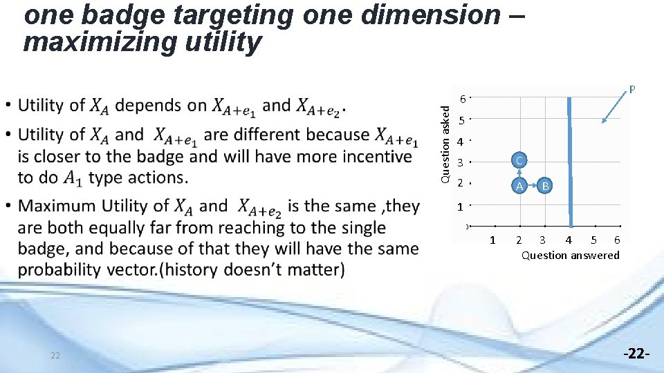 Question asked one badge targeting one dimension – maximizing utility P 6 5 4