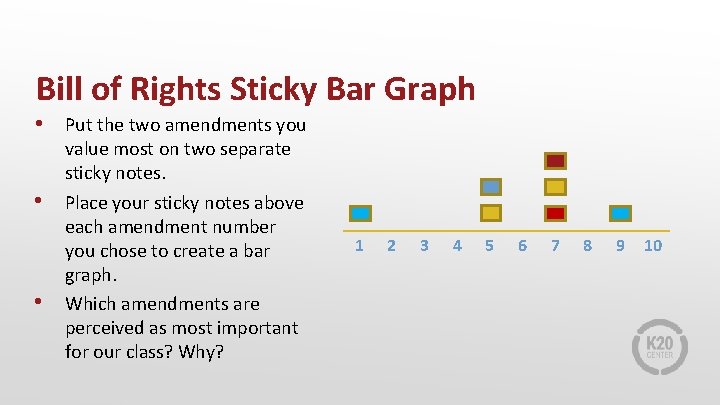 Bill of Rights Sticky Bar Graph • Put the two amendments you • •