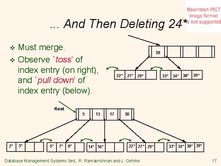 . . . And Then Deleting 24* Must merge. v Observe `toss’ of index