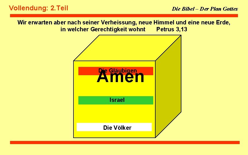 Vollendung: 2. Teil Die Bibel – Der Plan Gottes Wir erwarten aber nach seiner