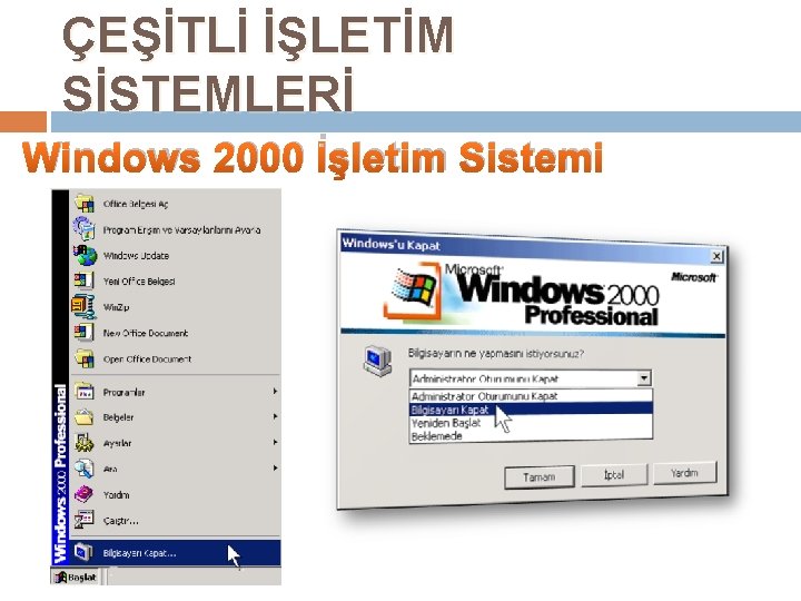 ÇEŞİTLİ İŞLETİM SİSTEMLERİ Windows 2000 İşletim Sistemi 