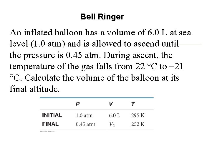 Bell Ringer An inflated balloon has a volume of 6. 0 L at sea