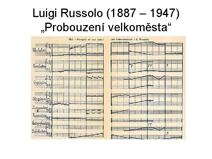 Luigi Russolo (1887 – 1947) „Probouzení velkoměsta“ 