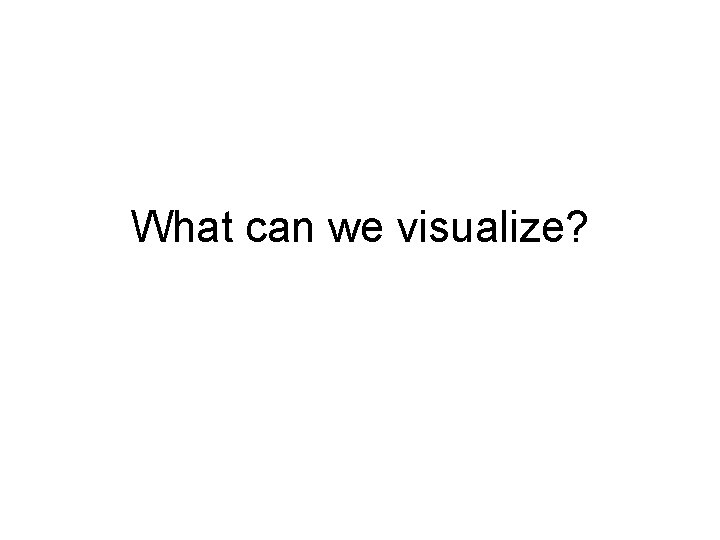 What can we visualize? 