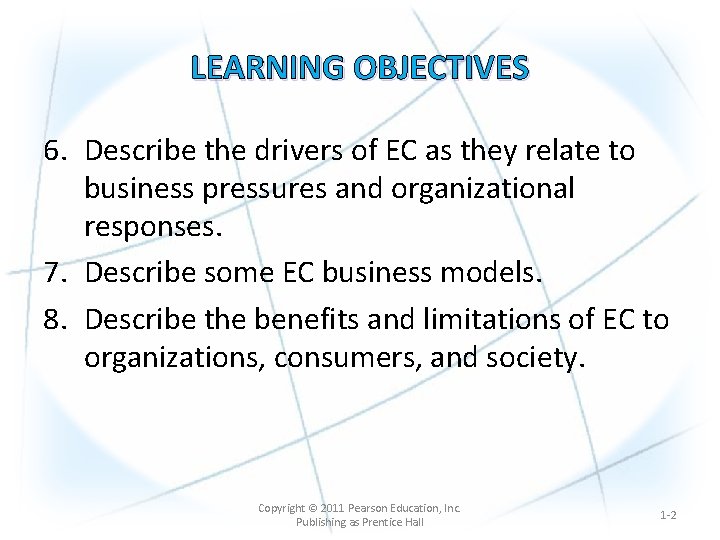 Chapter 2 Overview of Electronic Commerce LEARNING OBJECTIVES