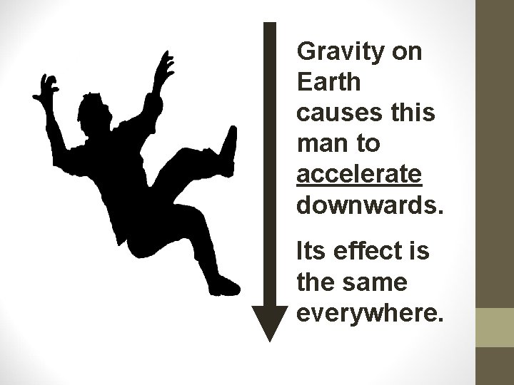 Gravity on Earth causes this man to accelerate downwards. Its effect is the same